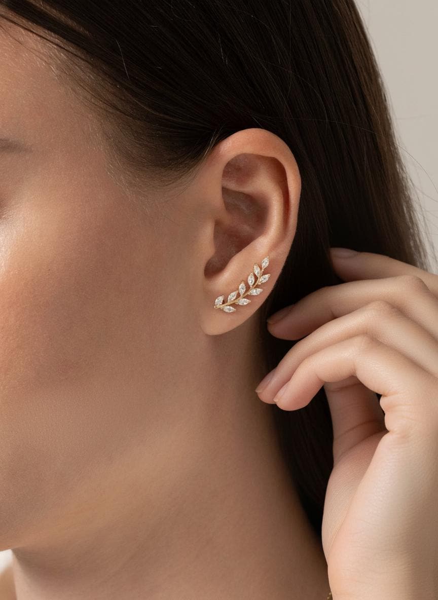 Marquise Unique Earring Climber / Ear Crawlers Earrings / Ear Climber Earring / Bridesmaid Gift / Minimalist Earrings / Valentine's Day Gift