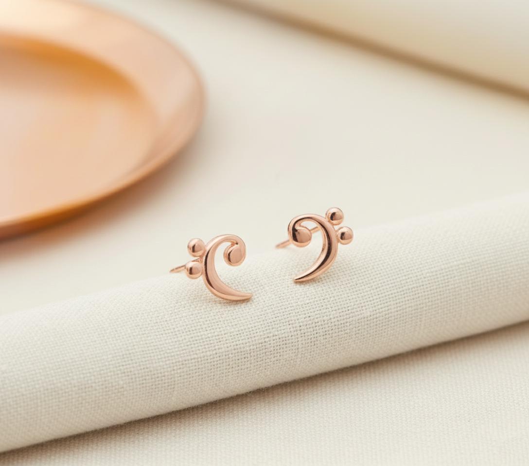 Bass Clef Stud Earring, Music Notes Earrings Gift for Women, Music Note Jewelry, Music Teacher Gift, Gift for Musician