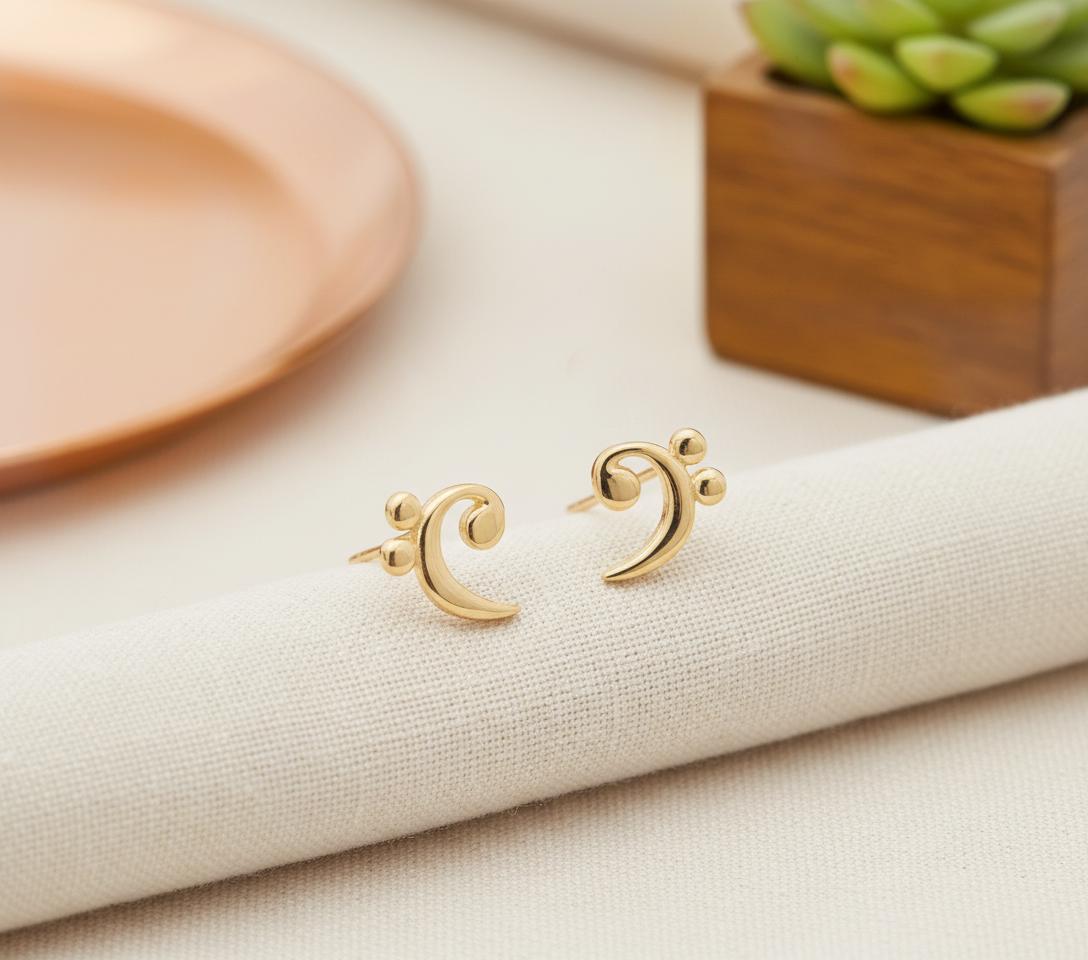 Bass Clef Stud Earring, Music Notes Earrings Gift for Women, Music Note Jewelry, Music Teacher Gift, Gift for Musician