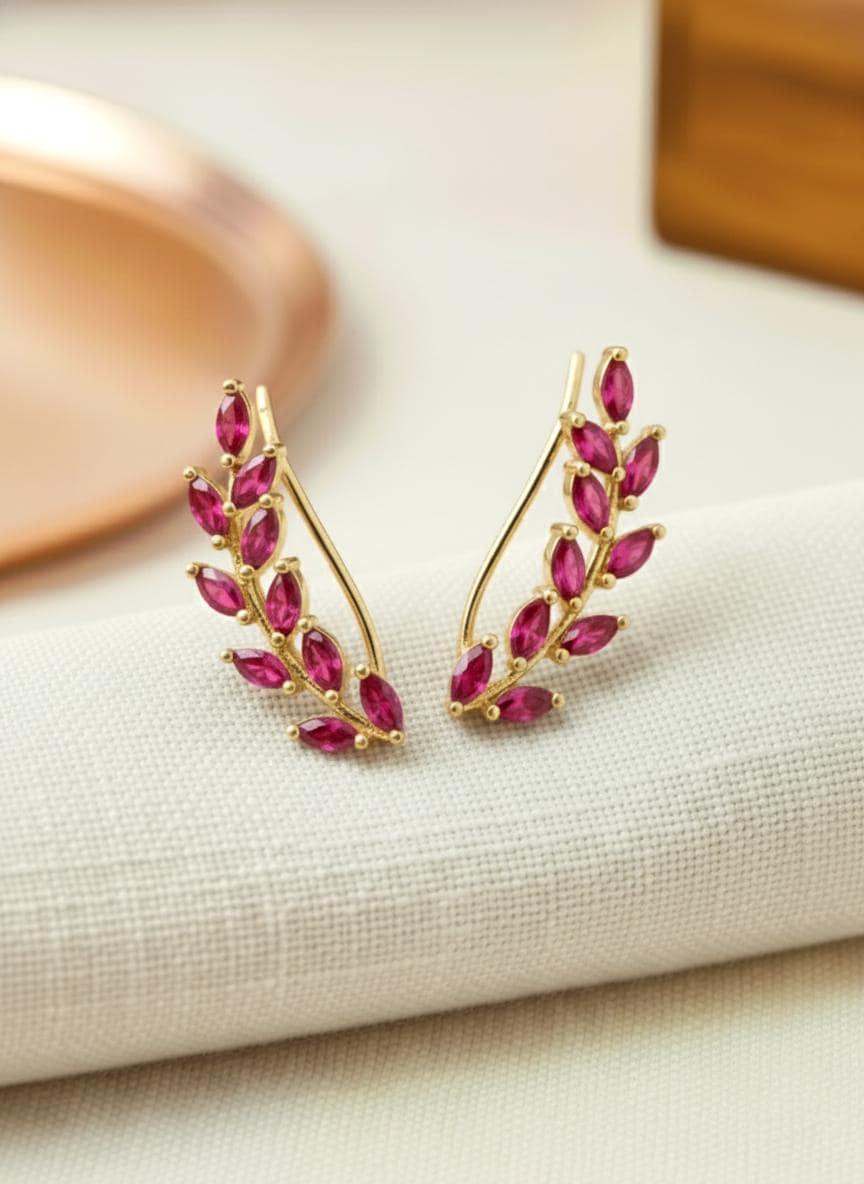 Ruby Earring Climber / Ruby Ear Crawlers Earrings / Marquise Ear Climber Earrings / Bridesmaid Gift / July Birthstone Gift / In Stock