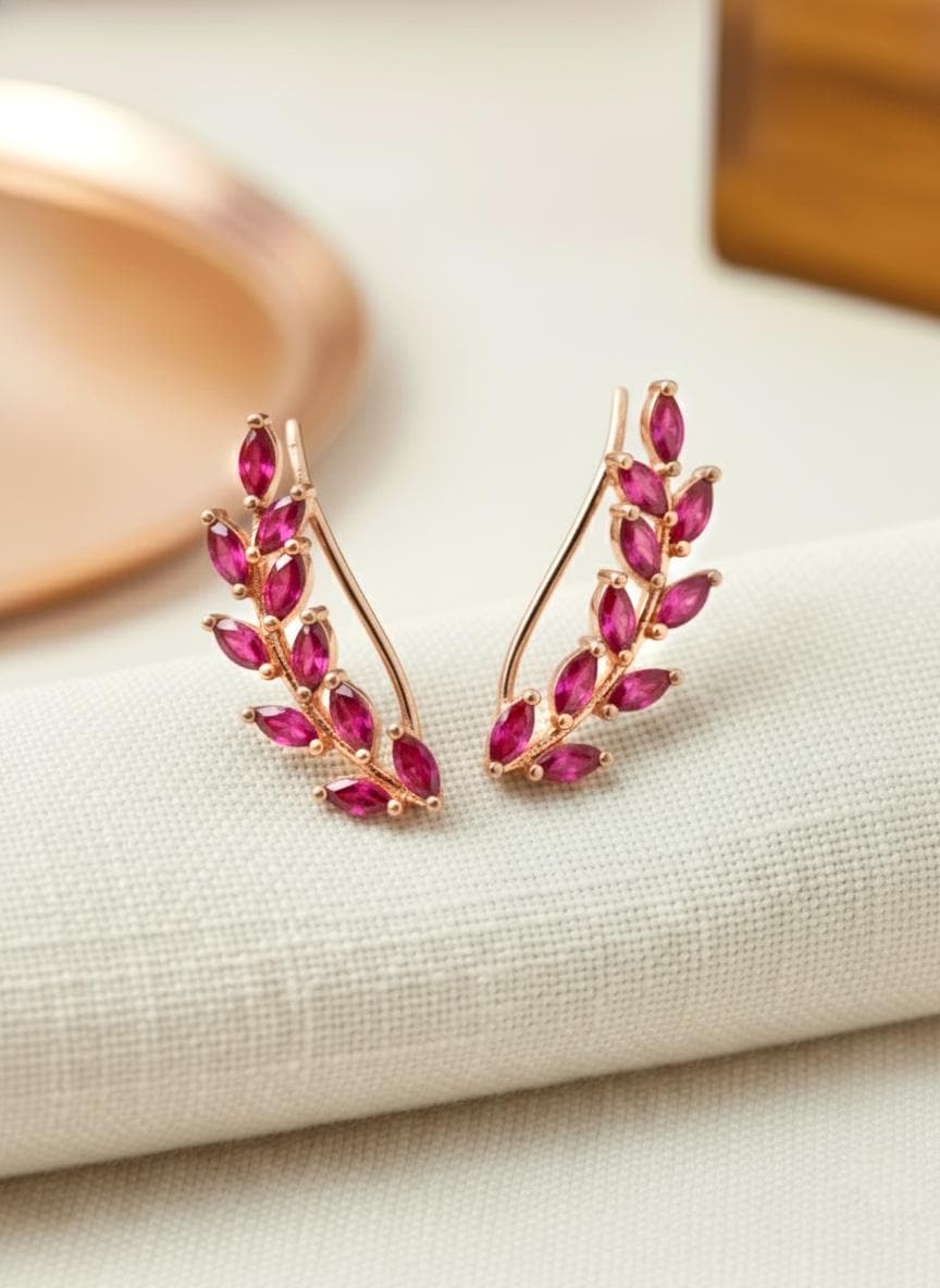 Ruby Earring Climber / Ruby Ear Crawlers Earrings / Marquise Ear Climber Earrings / Bridesmaid Gift / July Birthstone Gift / In Stock