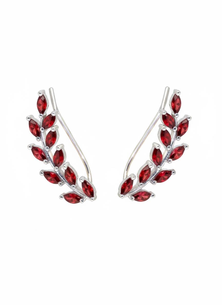 Garnet Earring Climber / Marquise Ear Crawlers Earring / Ear Climber Earring / Bridesmaid Gift / January Birthstones