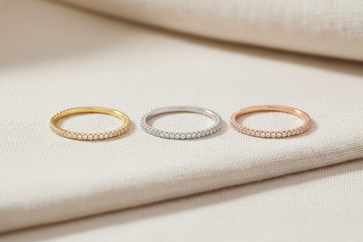 Micro Pave Diamond Wedding Band, 18K Gold Full Eternity Stackable Ring, Diamond Wedding Ring, Anniversary Gifts, Christmas Jewelry Gift