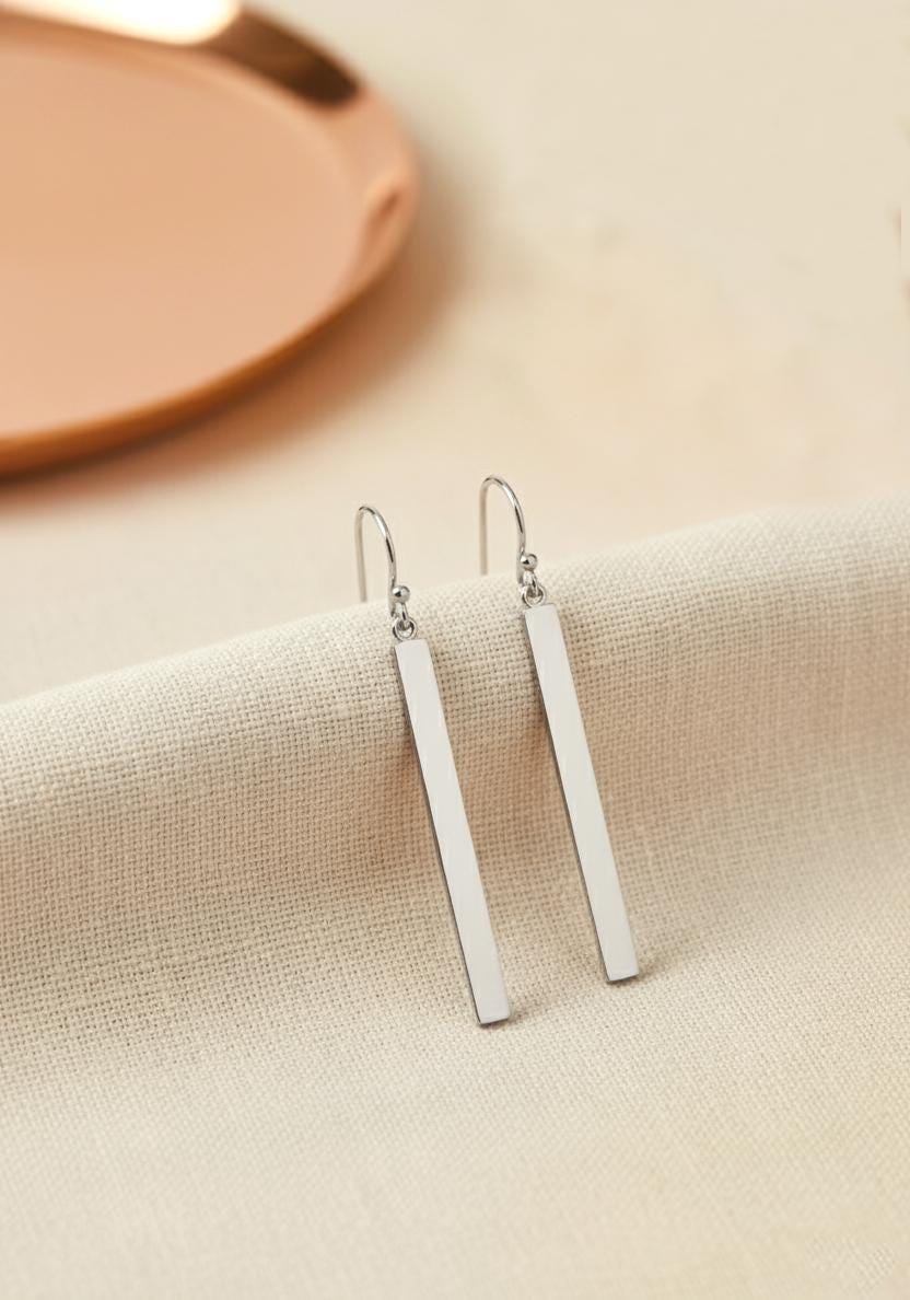 Dangle Bar Drop Earrings / Minimalist Bar Earrings / Skinny Bar Earrings Gift For Her / Wedding Gift / Bridesmaid Gift