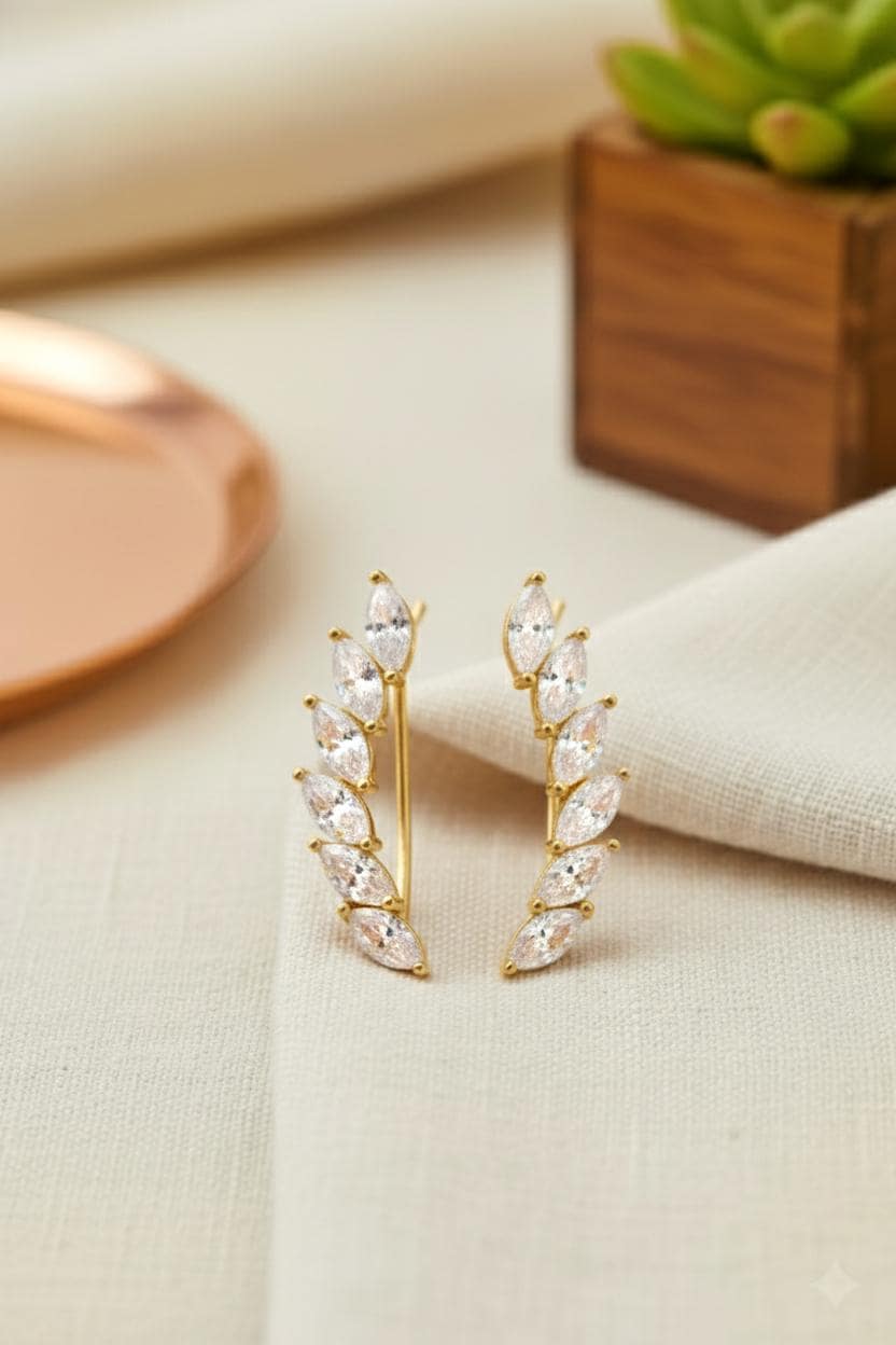 Marquise Row Ear Climbers / Ear Crawler Earring / Bridesmaid Ear Crawler / Minimalist Earring / Bridal Earrings