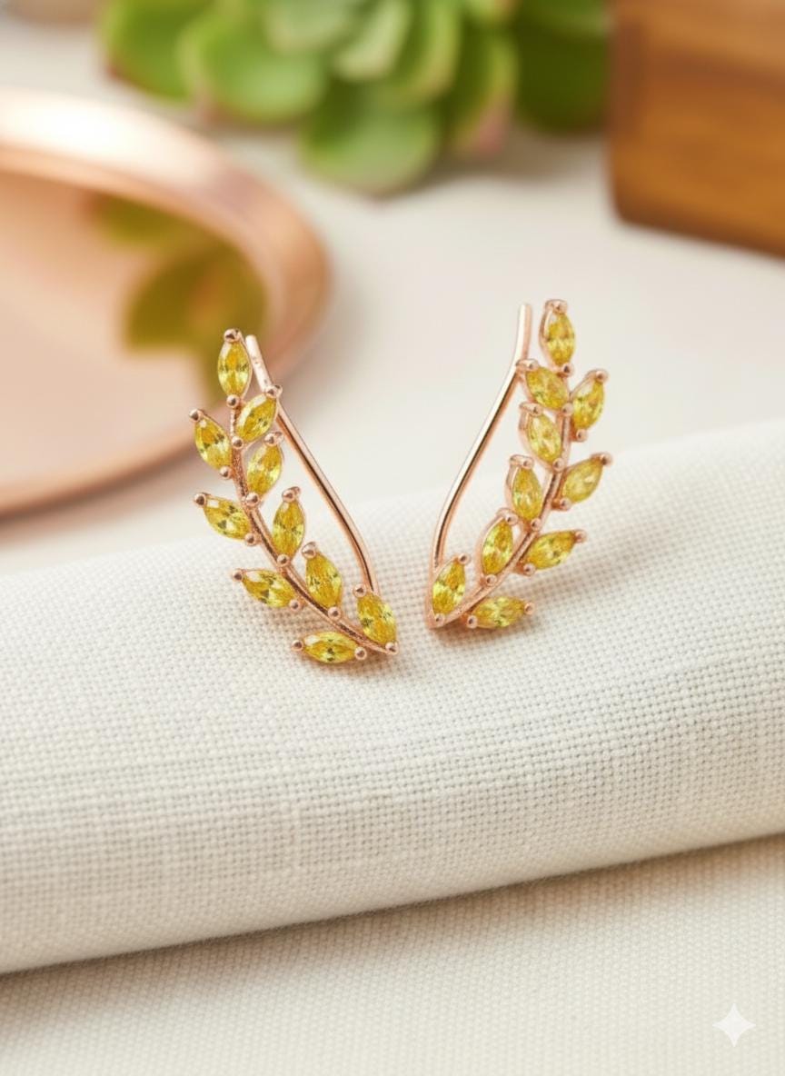 Yellow Sapphire Earring Climber / Ear Crawlers Earrings / Marquise Ear Climber Earrings / Bridesmaid Gift / Gift for Her / In Stock
