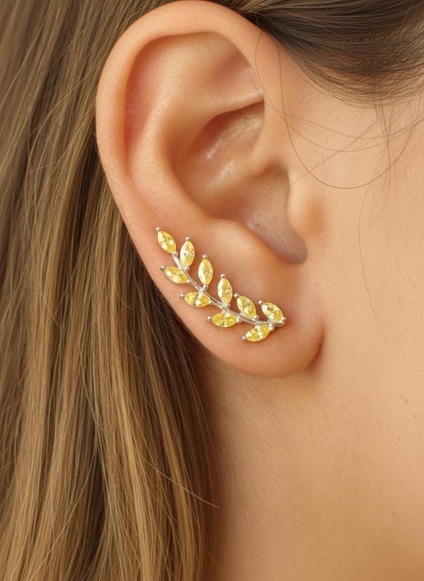 Yellow Sapphire Earring Climber / Ear Crawlers Earrings / Marquise Ear Climber Earrings / Bridesmaid Gift / Gift for Her / In Stock