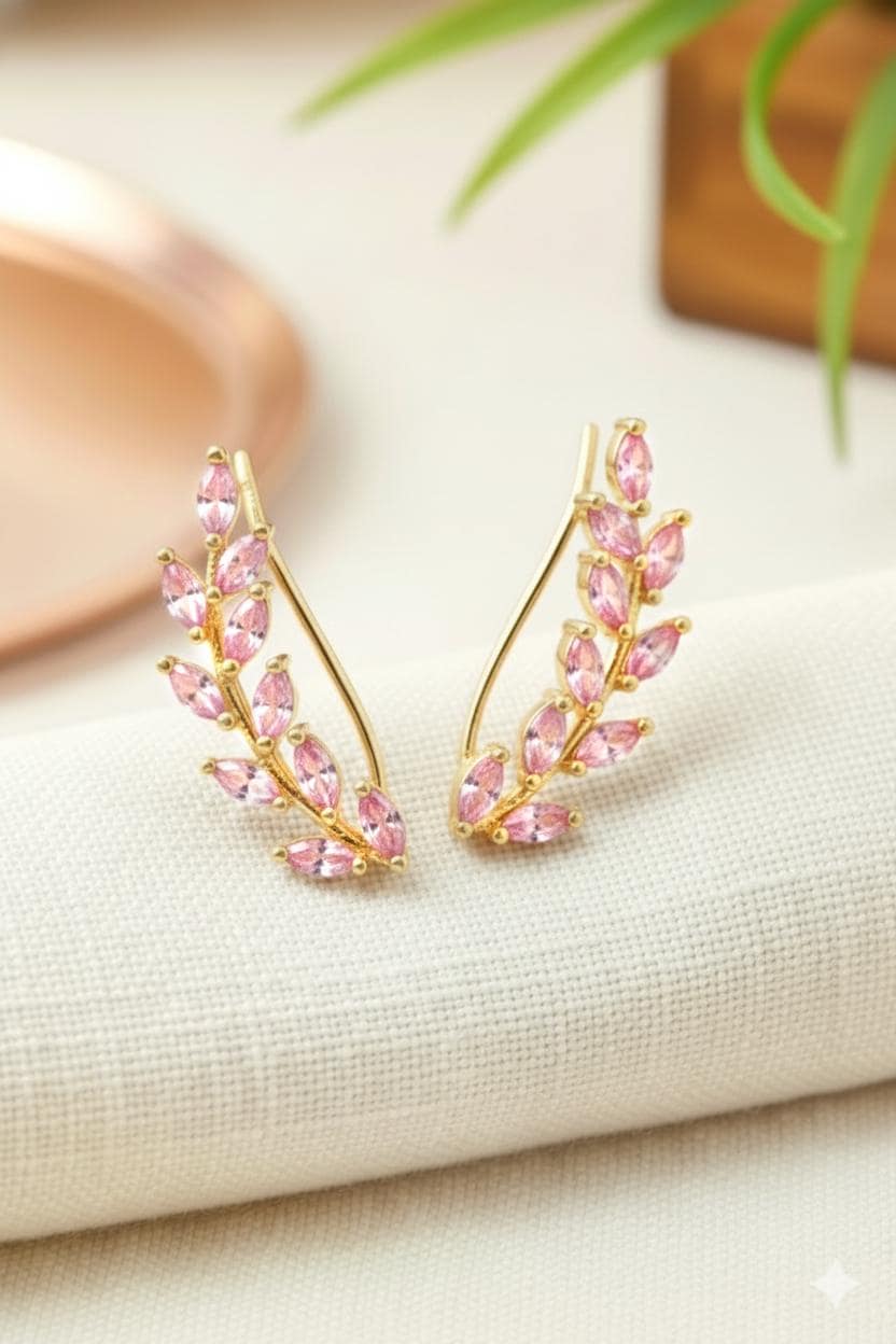 Pink Sapphire Earring Climber / Ear Crawlers Earrings / Marquise Ear Climber Earrings / Bridesmaid Gift / September Birthstone Gift