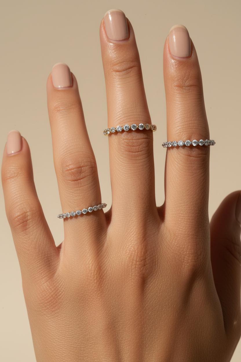 Moissanite Wedding Band, Single Prong Moissanite Stackable Ring, 1.8mm 2.0mm 2.2mm Moissanite Matching Ring, Gift for Her