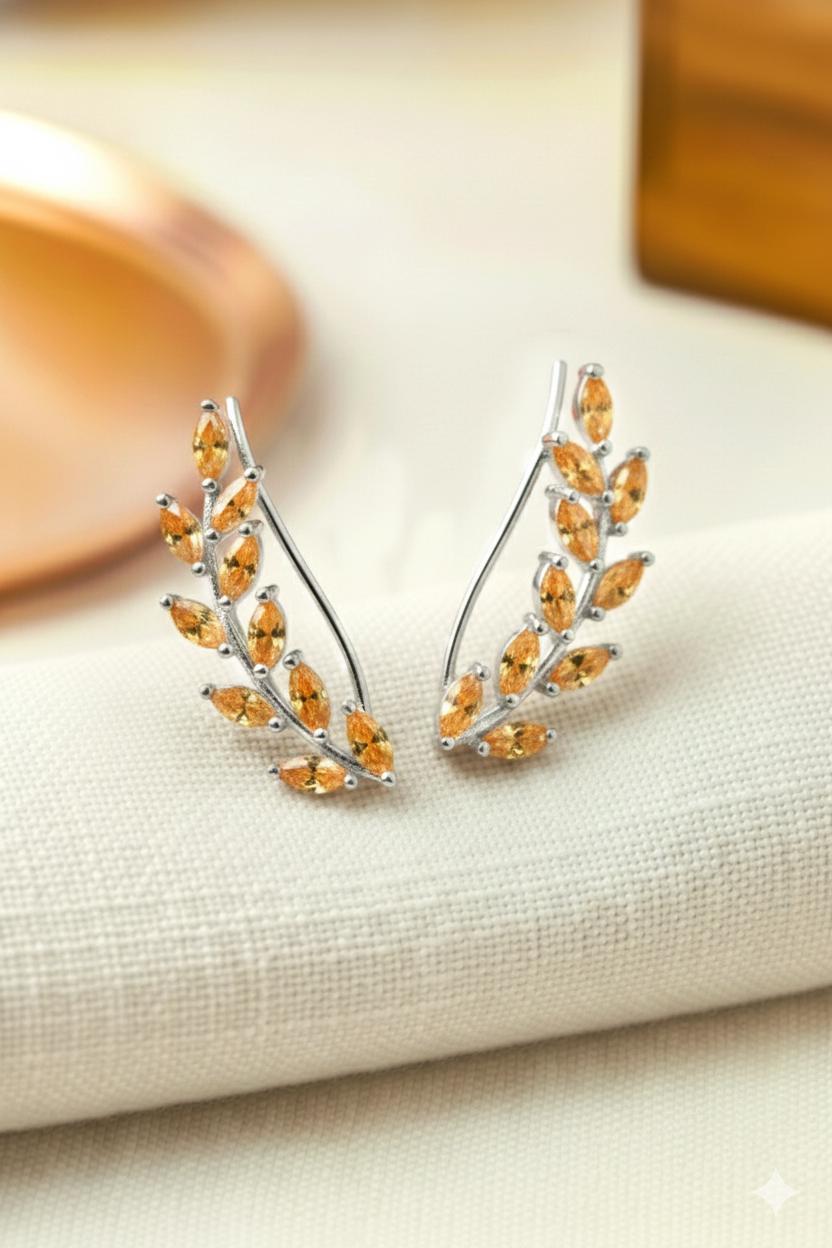 Citrine Earring Climber / Marquise Ear Crawlers Earrings / Ear Climber Earrings / Bridesmaid Gift / November Birthstones