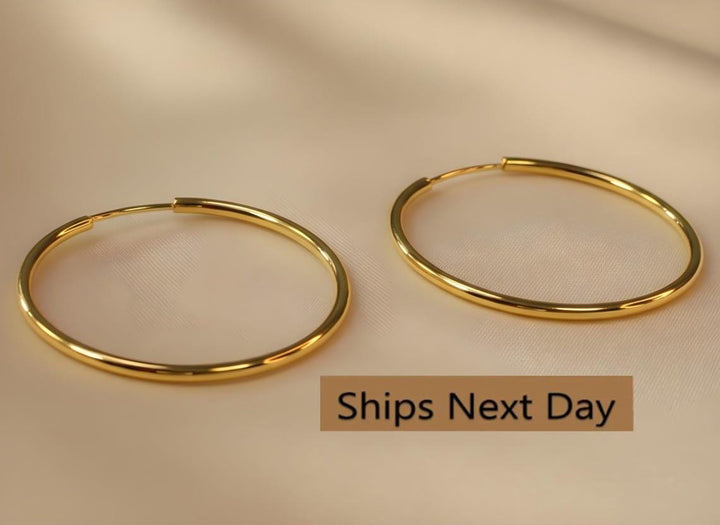 Gold Hoop Earrings / Minimalist Hoops / 25 MM Lightweight Hoop Earrings / Endless Hoop Earrings