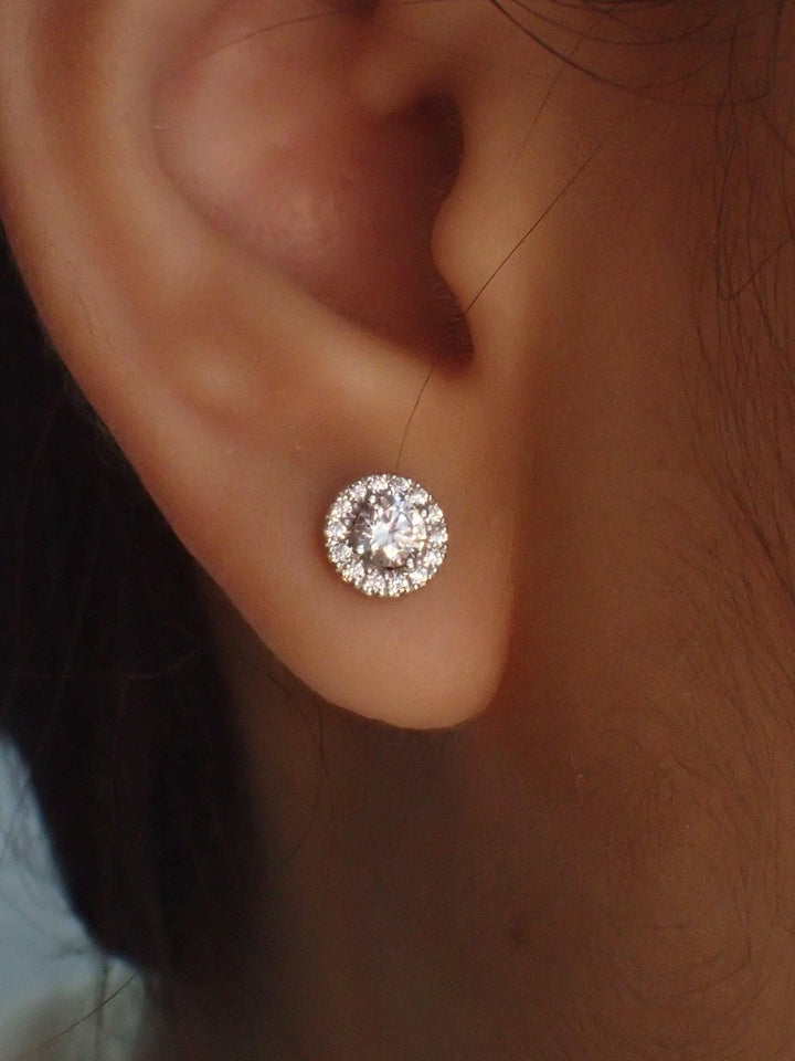 Minimalist Halo Stud Earrings / Diamonds Halo Earrings / Minimalist Earrings / Classic Earrings / Bridesmaid Gift / Valentine's Day Gift