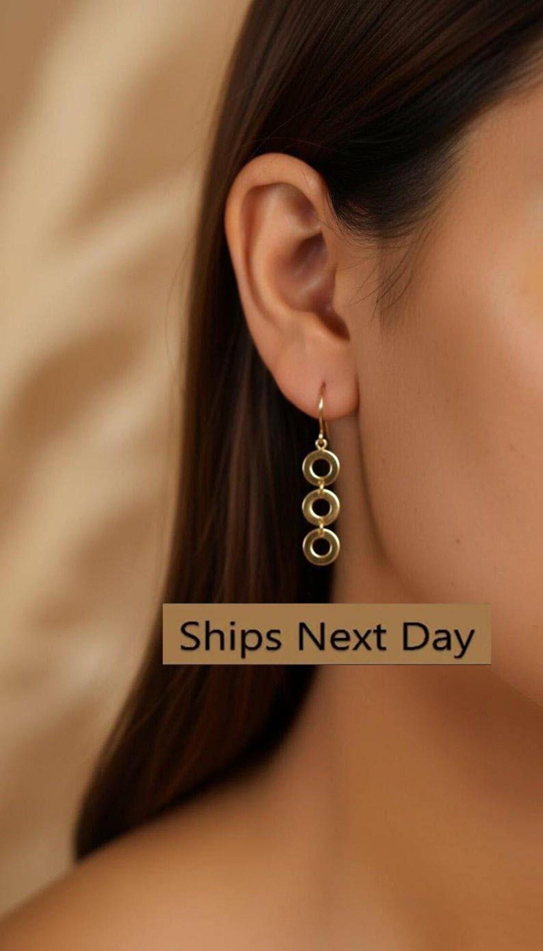 Dangle Drop Triple Circle Earrings, 925 Sterling Silver Circle Stud Earrings, Minimalist Dangle Drop Earrings, Valentine's Day Gift