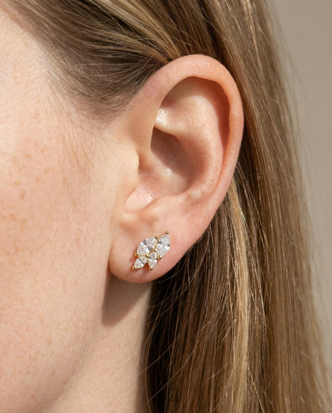 Marquise Studs Earrings / Mini Diamond Earrings / Minimalist Earrings / Bridesmaid Gift / Wedding Gift / In Stock