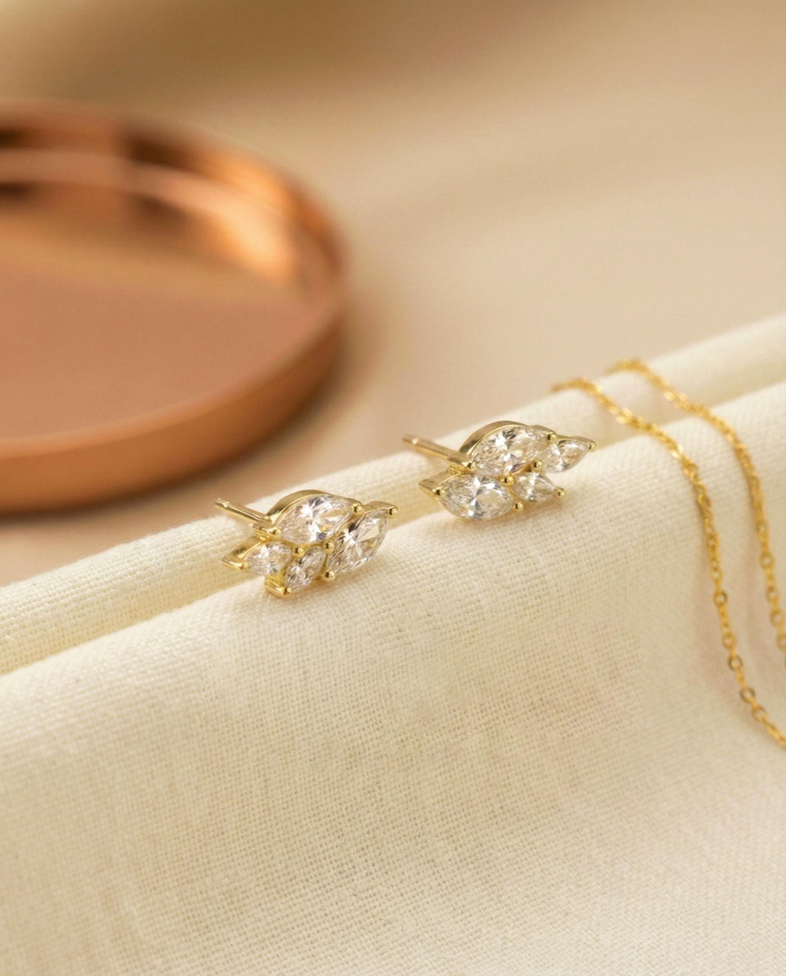 Marquise Studs Earrings / Mini Diamond Earrings / Minimalist Earrings / Bridesmaid Gift / Wedding Gift / In Stock
