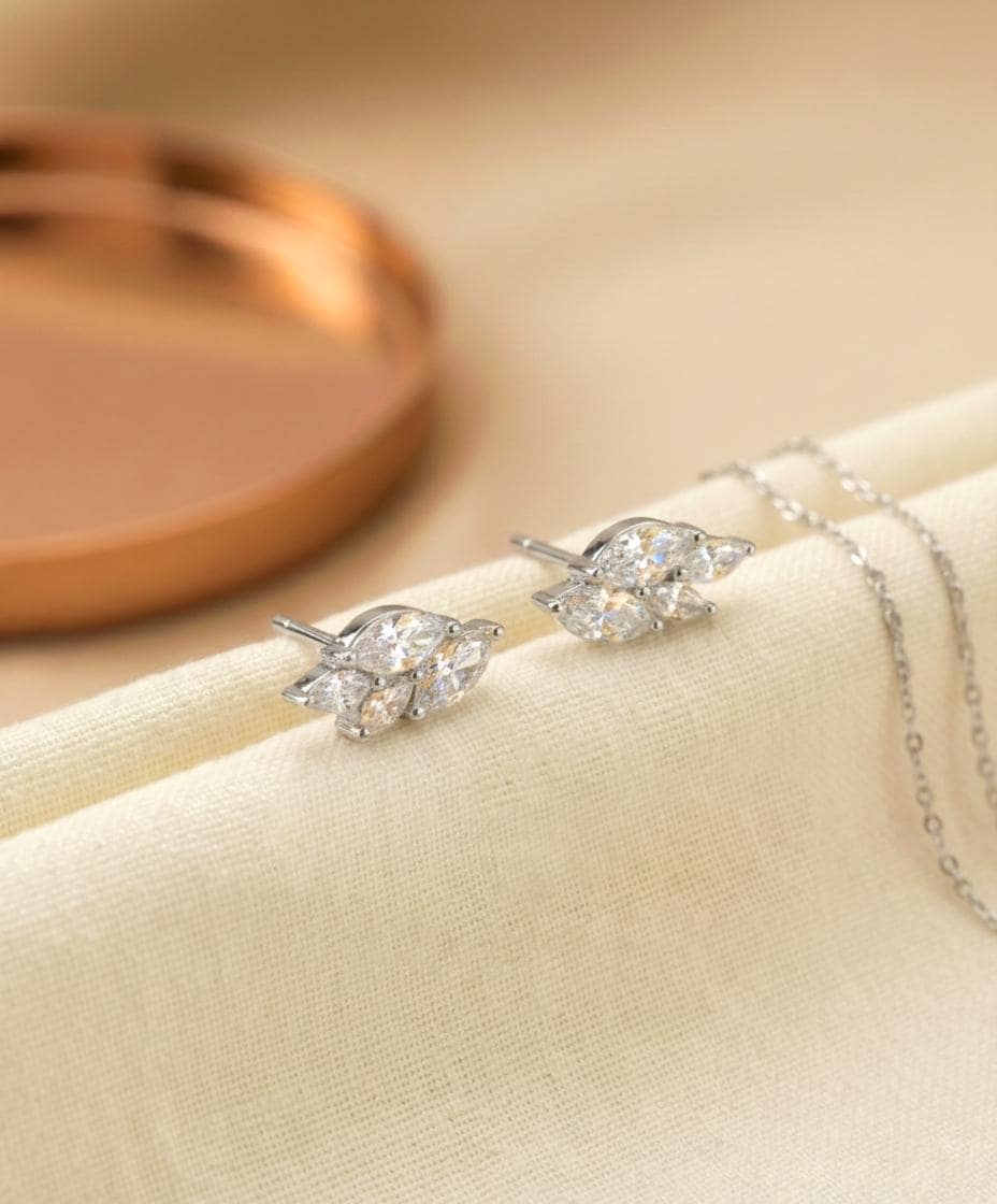 Marquise Studs Earrings / Mini Diamond Earrings / Minimalist Earrings / Bridesmaid Gift / Wedding Gift / In Stock
