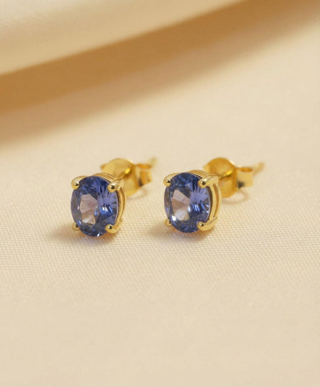 Tanzanite Stud Earrings, 925 Sterling Silver Purple Gemstone Studs, Handmade Earrings for Women, December Birthstone Gift
