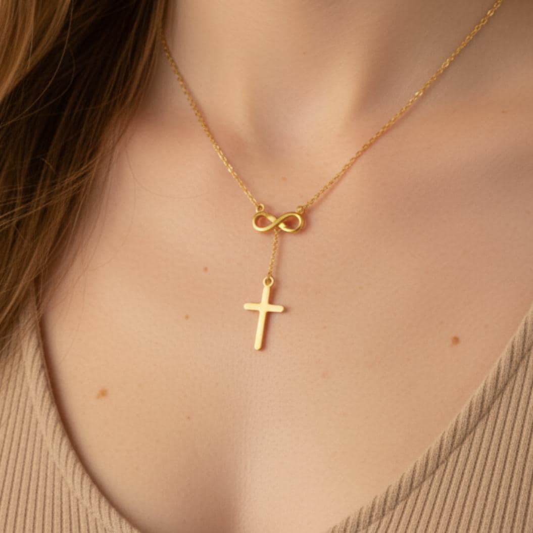 Christian Infinity Cross Necklace • Dainty Gold Pendant • Women’s Faith Jewelry • Religious Gift Necklace • Minimal Cross Necklace