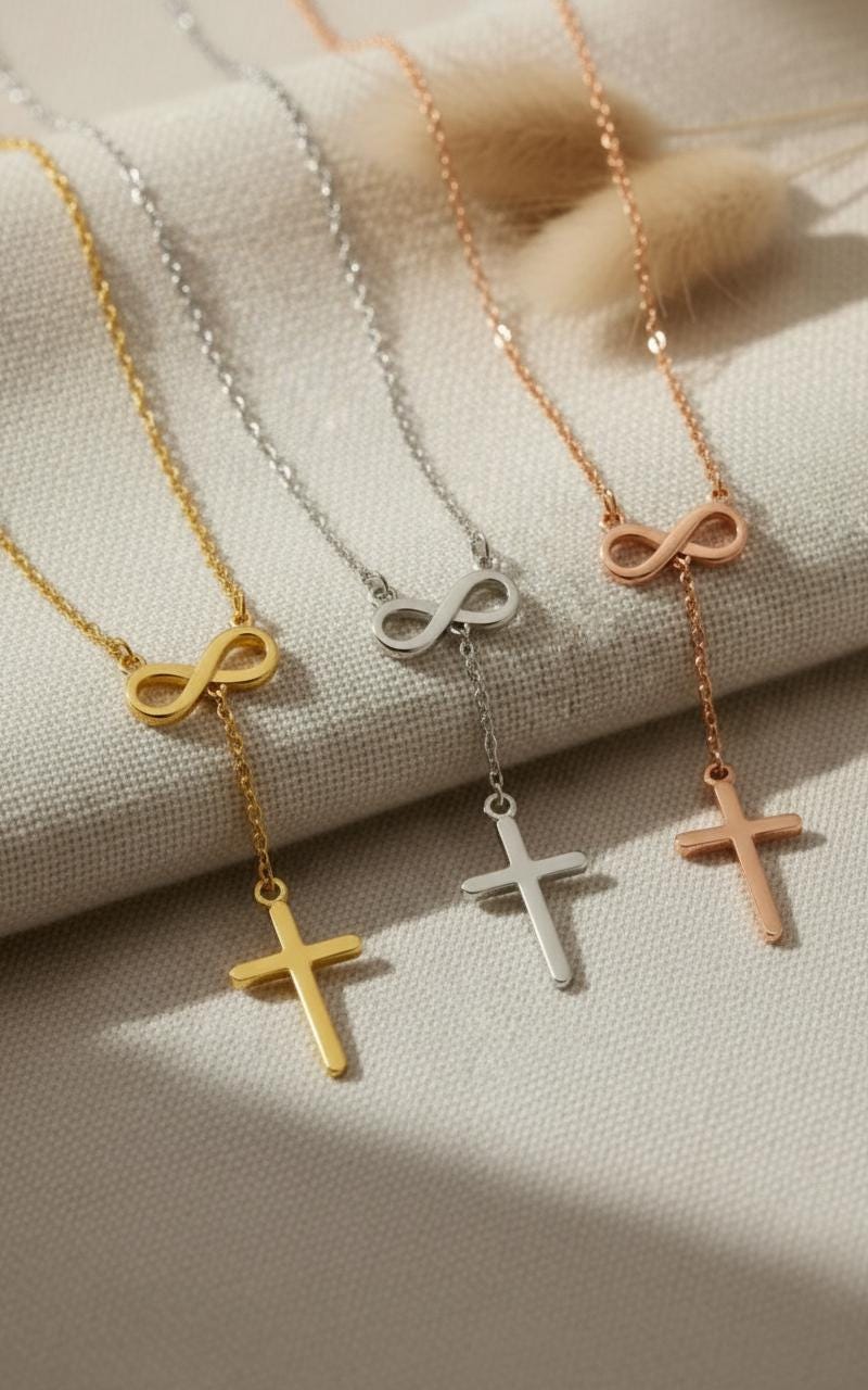 Christian Infinity Cross Necklace • Dainty Gold Pendant • Women’s Faith Jewelry • Religious Gift Necklace • Minimal Cross Necklace