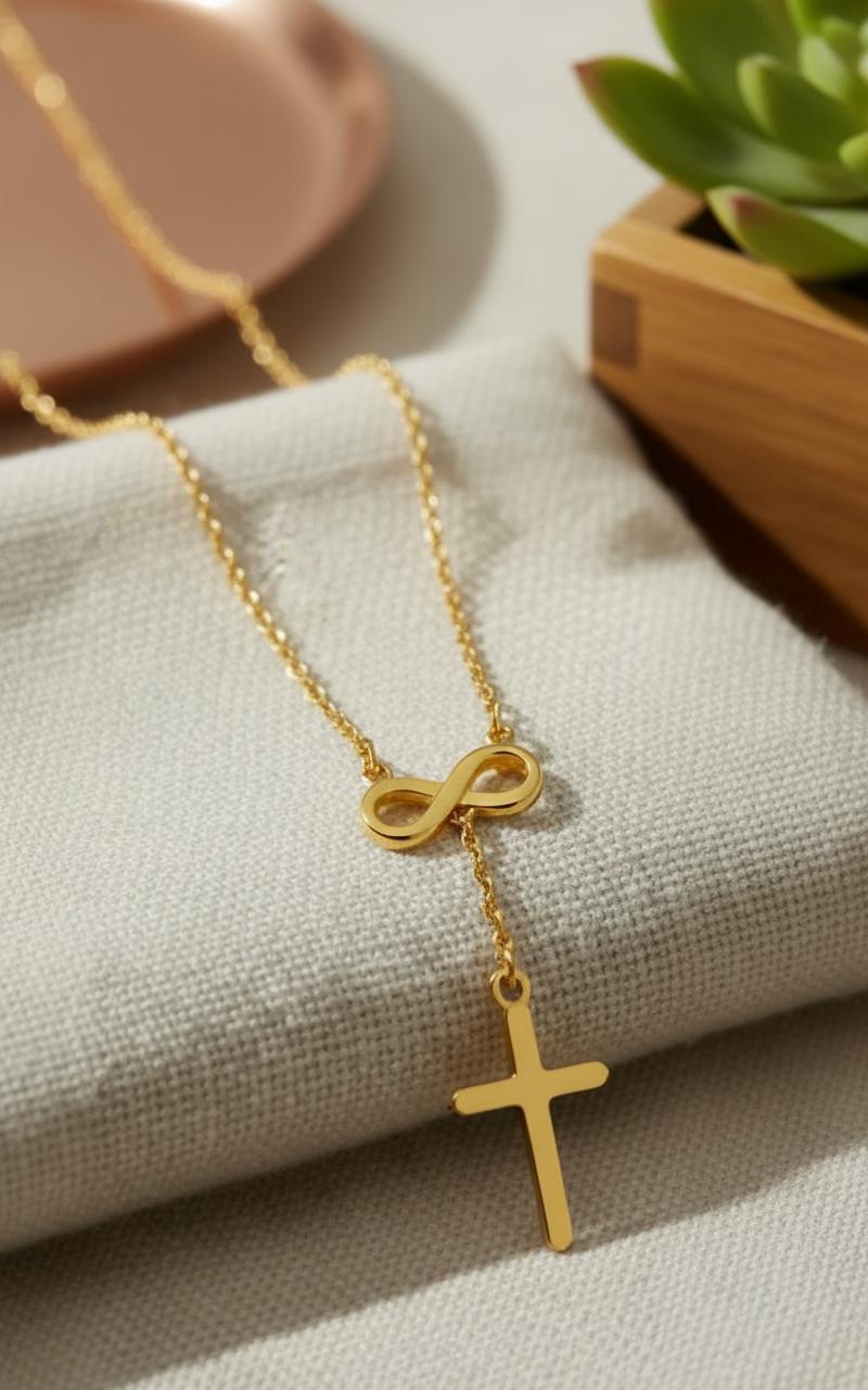 Christian Infinity Cross Necklace • Dainty Gold Pendant • Women’s Faith Jewelry • Religious Gift Necklace • Minimal Cross Necklace