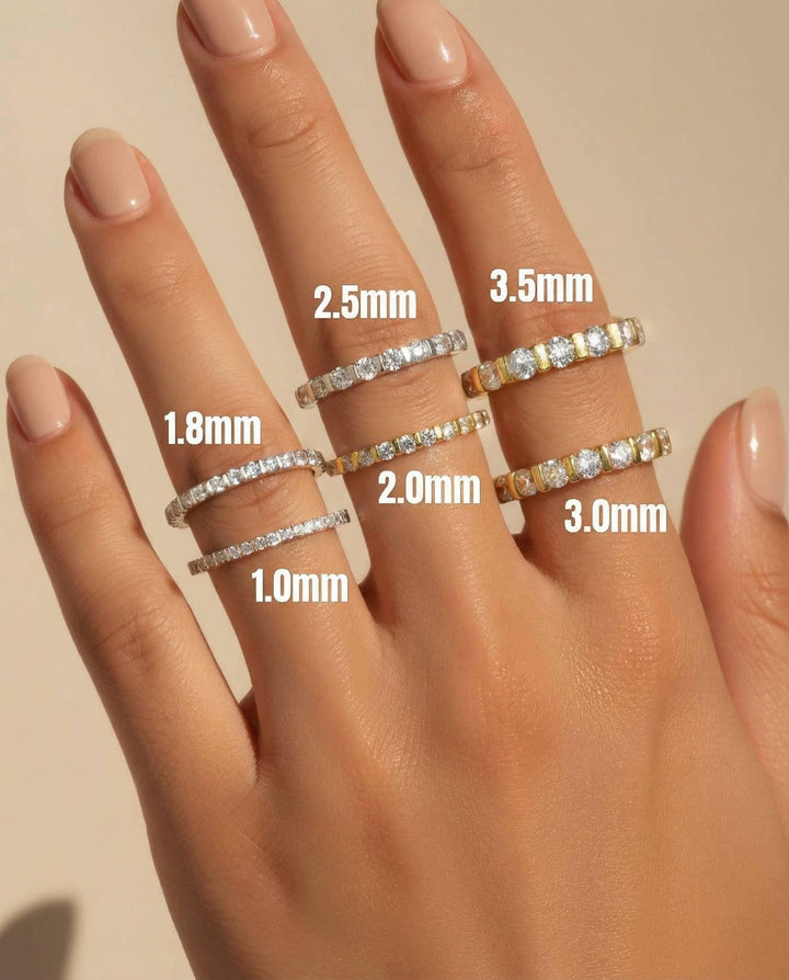 Moissanite Wedding Band, Bar Prong Stackable Ring, 1.0mm 1.8mm 2.0mm 2.5mm 3.0mm 3.5mm Matching Ring, Gift for Her