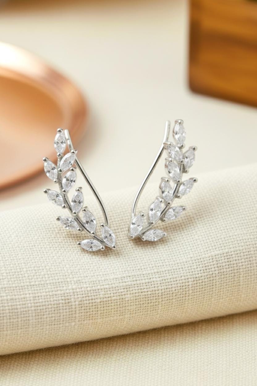 Marquise Unique Earring Climber / Ear Crawlers Earrings / Ear Climber Earring / Bridesmaid Gift / Minimalist Earrings / Valentine's Day Gift