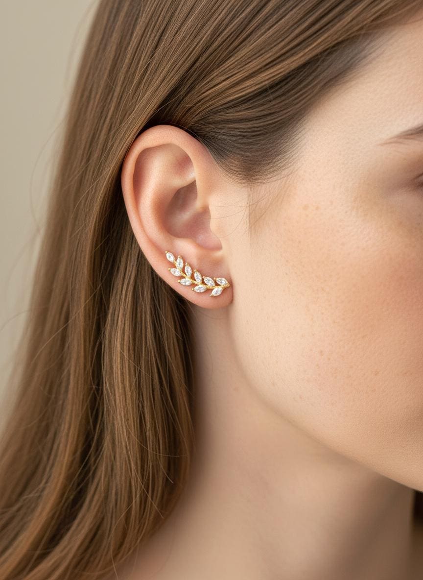 Marquise Unique Earring Climber / Ear Crawlers Earrings / Ear Climber Earring / Bridesmaid Gift / Minimalist Earrings / Valentine's Day Gift