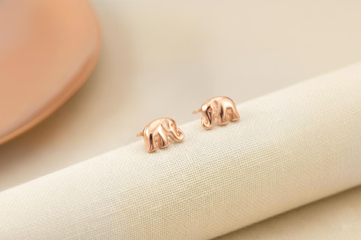 Trunk Elephant Stud Earrings, Elephant Earrings, Tiny Elephant Stud Earring, Minimalist Earrings for Women, Last Minute Gifts