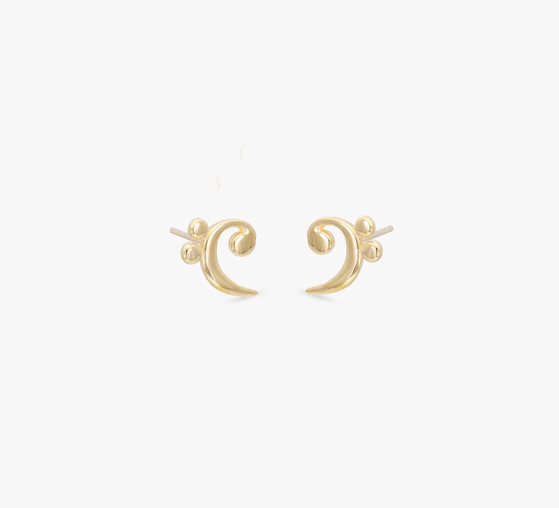 Bass Clef Stud Earring, Music Notes Earrings Gift for Women, Music Note Jewelry, Music Teacher Gift, Gift for Musician