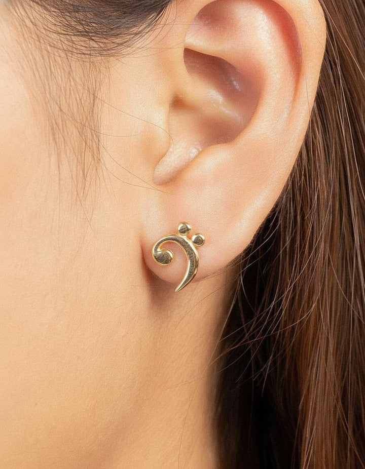 Bass Clef Stud Earring, Music Notes Earrings Gift for Women, Music Note Jewelry, Music Teacher Gift, Gift for Musician