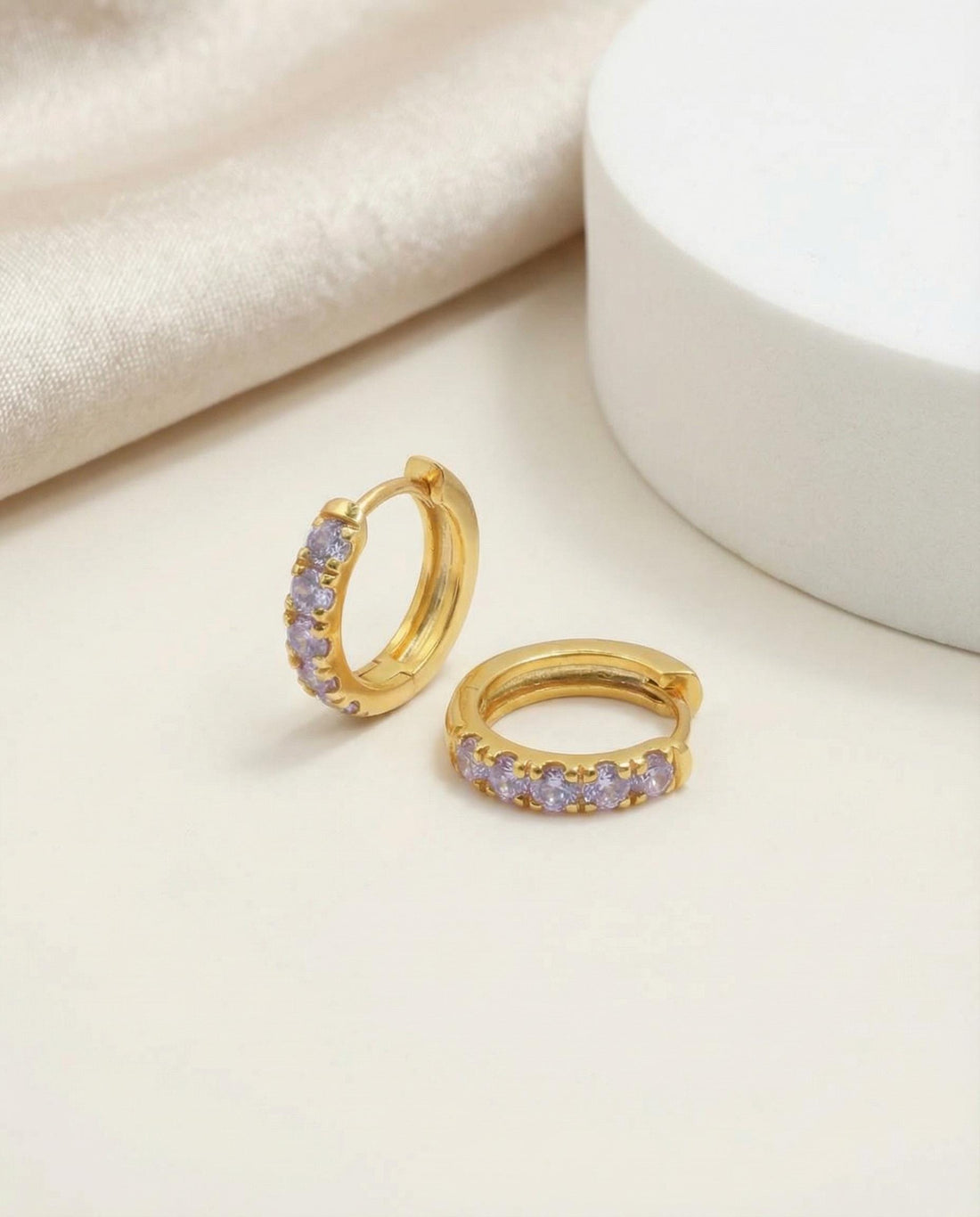 Five Stones Tanzanite Hoop Earrings, December Birthstone Gifts, Huggie Hoops, Minimal Hoop Earrings Gift for Her, Bridal Earrings