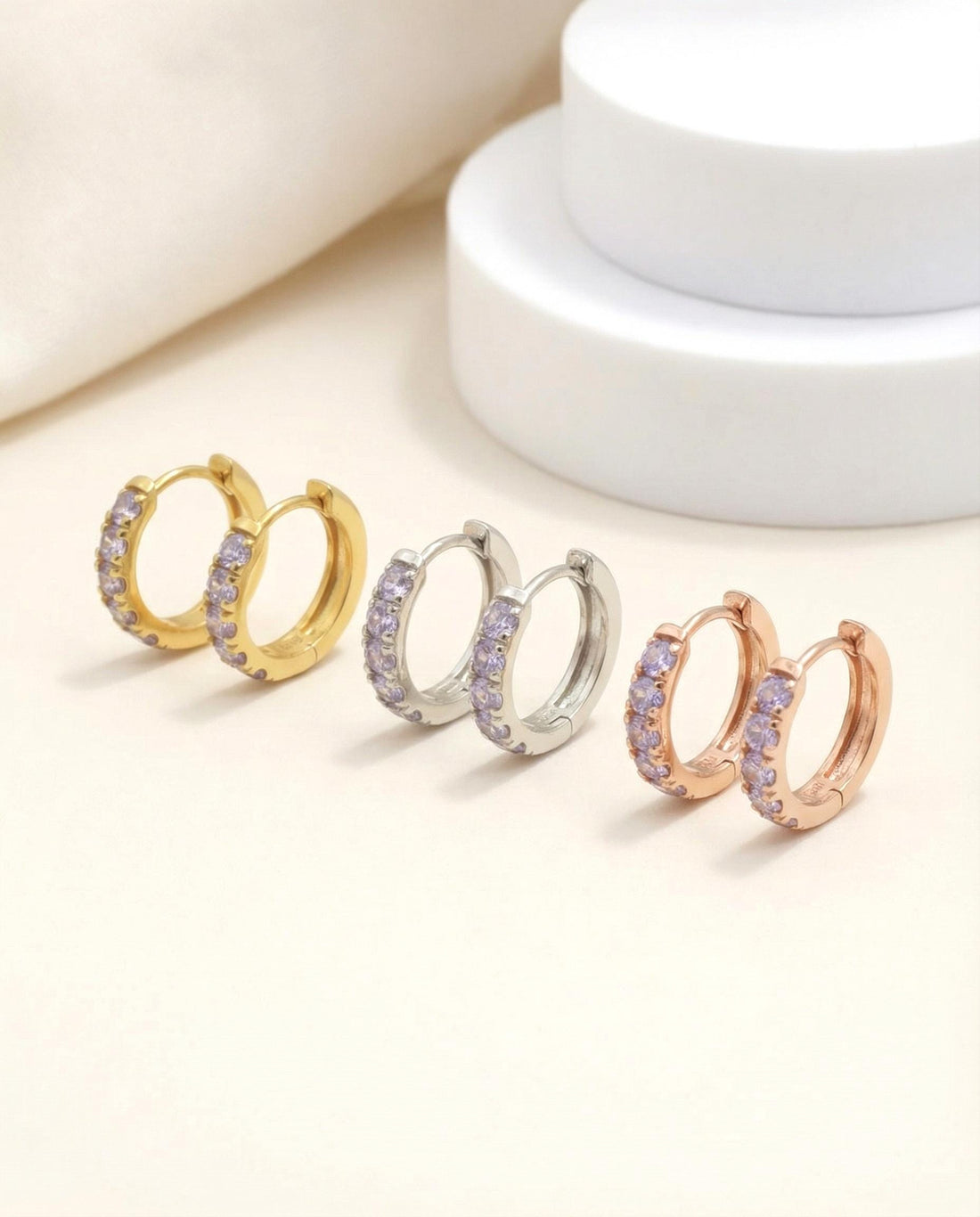 Five Stones Tanzanite Hoop Earrings, December Birthstone Gifts, Huggie Hoops, Minimal Hoop Earrings Gift for Her, Bridal Earrings