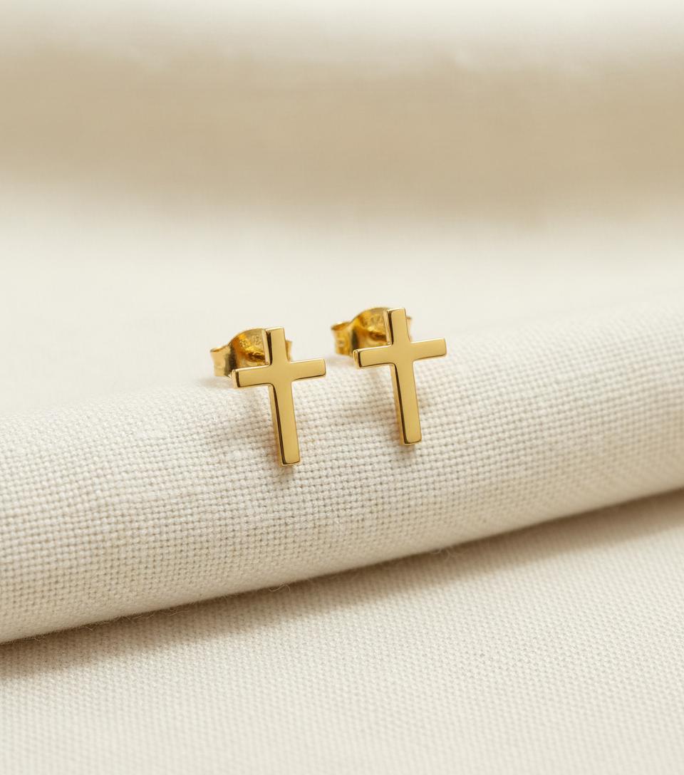 Cross Stud Earrings / Tiny Cross Earrings in Sterling Silver / Religious Earrings Gift / Minimalist Earrings / Last Minute Gifts