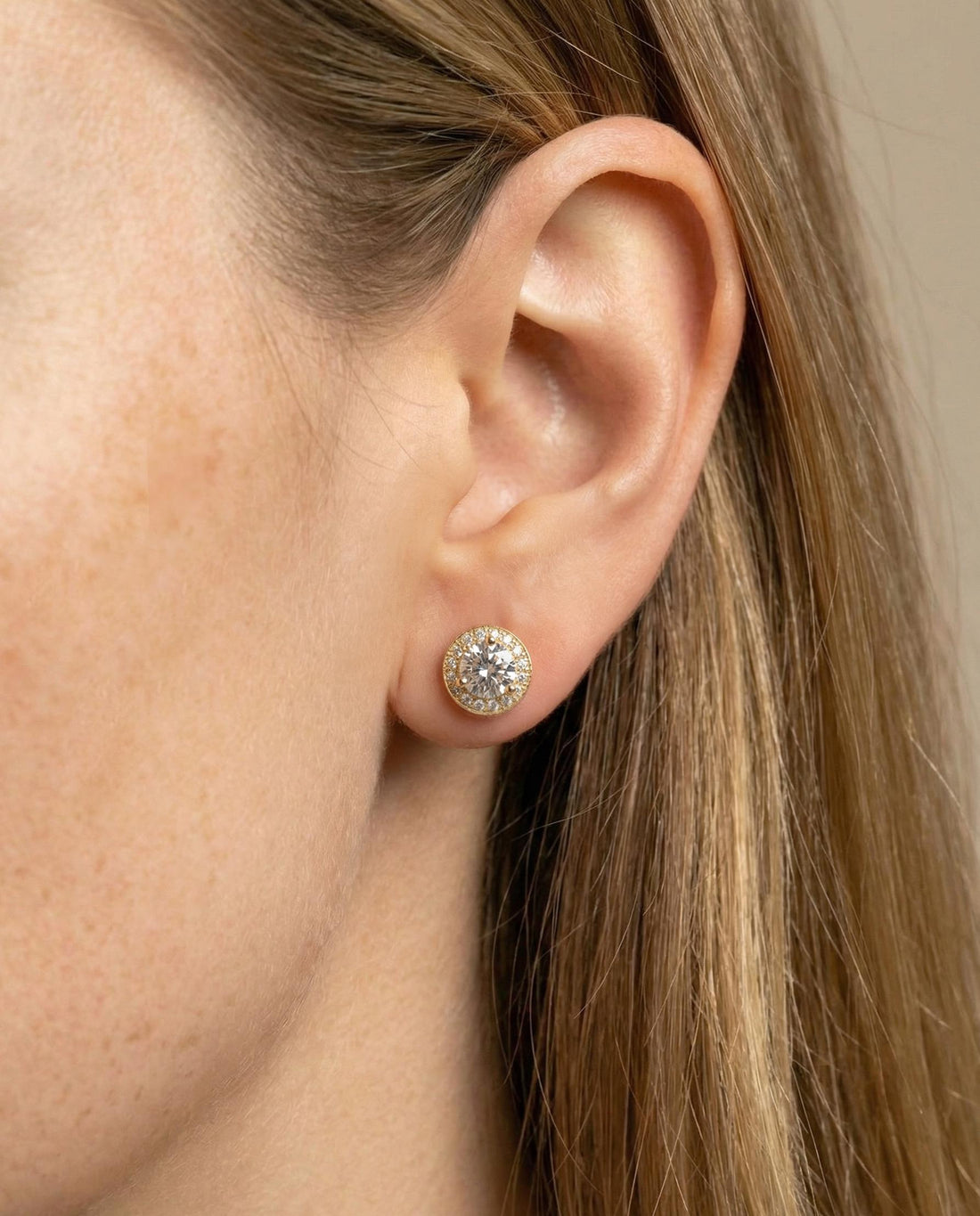 Diamonds Halo Stud Earrings, Sterling Silver Round Diamond Earrings, Everyday Earring, Bridesmaid Gift, Classic Earrings