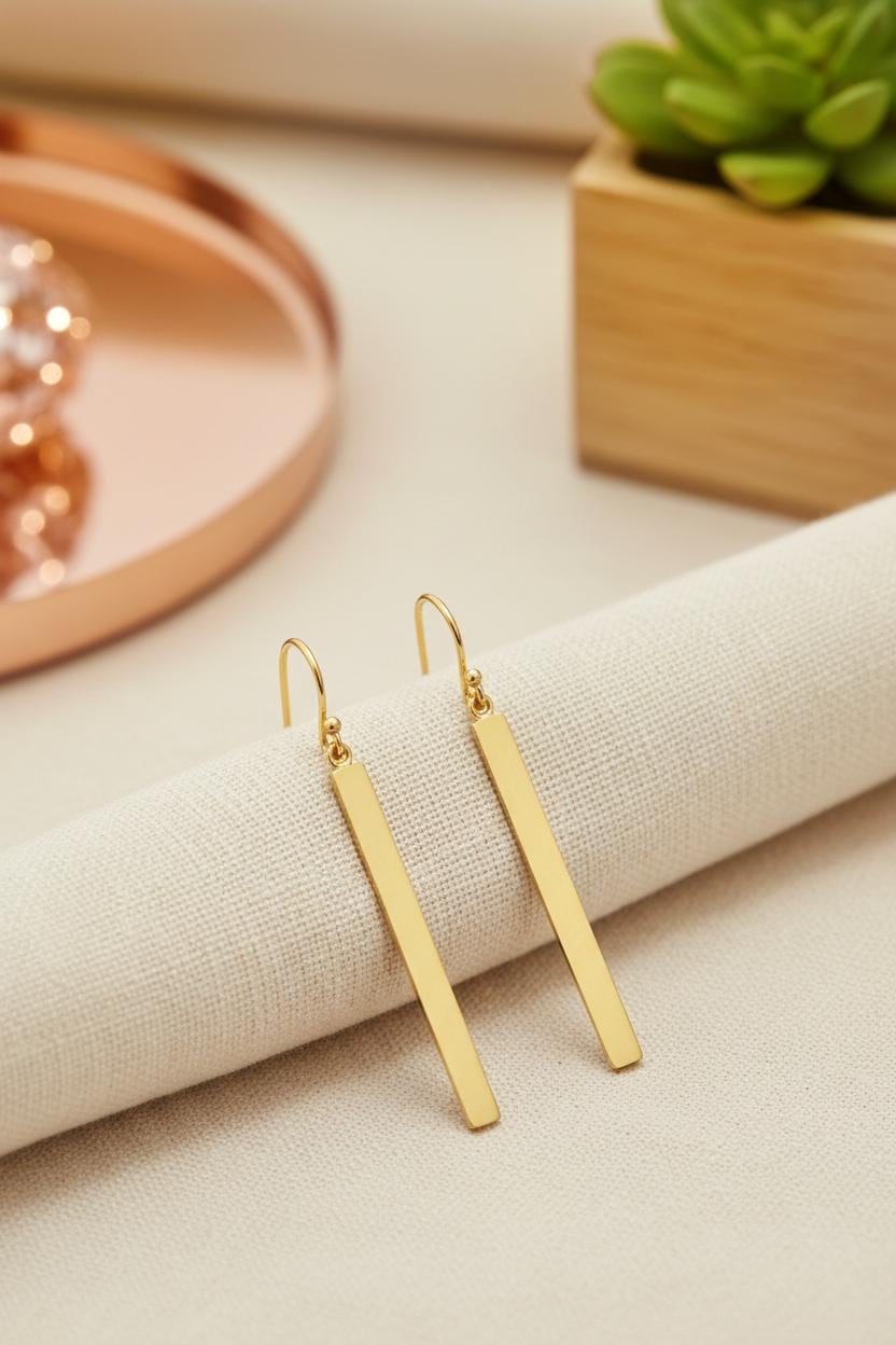 Dangle Bar Drop Earrings / Minimalist Bar Earrings / Skinny Bar Earrings Gift For Her / Wedding Gift / Bridesmaid Gift