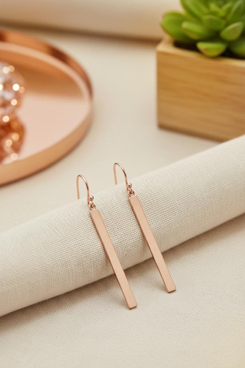 Dangle Bar Drop Earrings / Minimalist Bar Earrings / Skinny Bar Earrings Gift For Her / Wedding Gift / Bridesmaid Gift