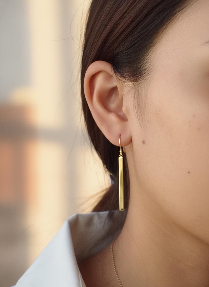 Dangle Bar Drop Earrings / Minimalist Bar Earrings / Skinny Bar Earrings Gift For Her / Wedding Gift / Bridesmaid Gift
