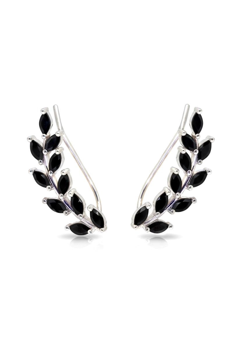 Black Diamonds Earring Climber / Marquise Ear Crawlers Earrings / Ear Climber Earrings / Bridesmaid Gift / Christmas Jewelry Gift