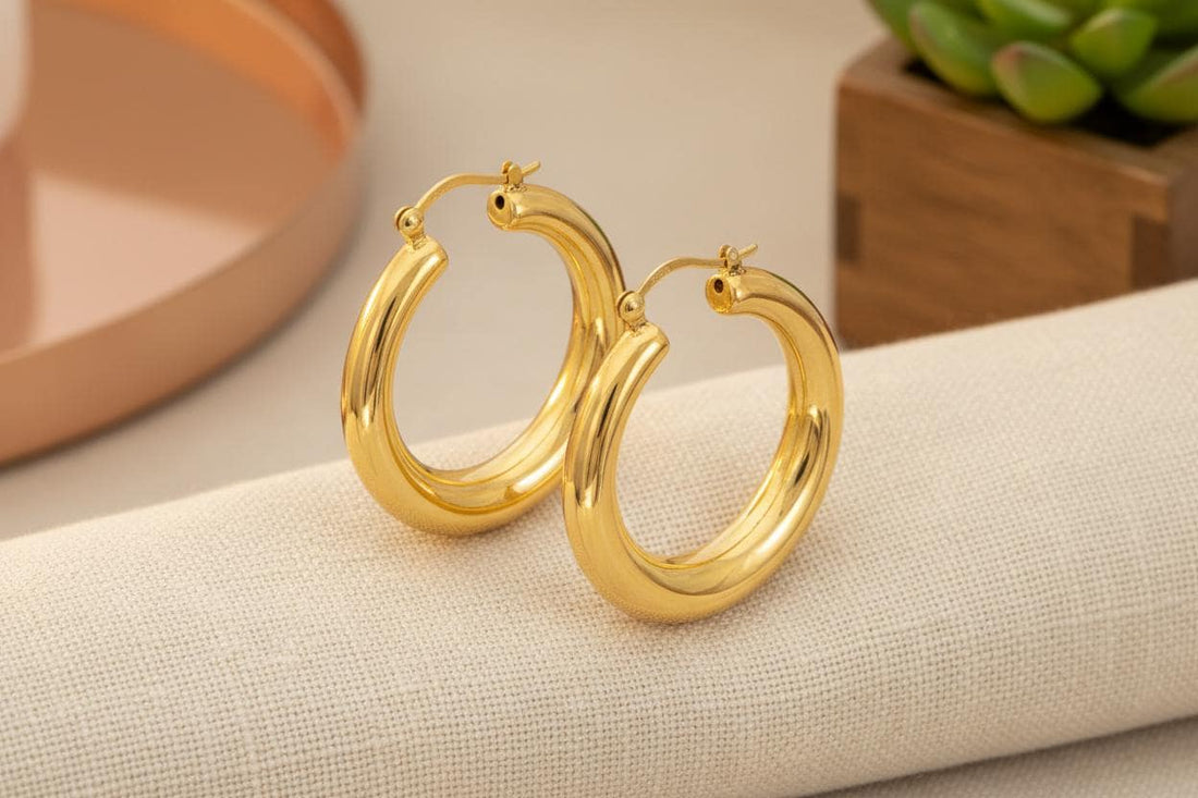 25 MM Chunk Hoops Earrings, Thick Earring for Women, Statement Hoop Earrings, Huge Hoops Earrings Gift for Her