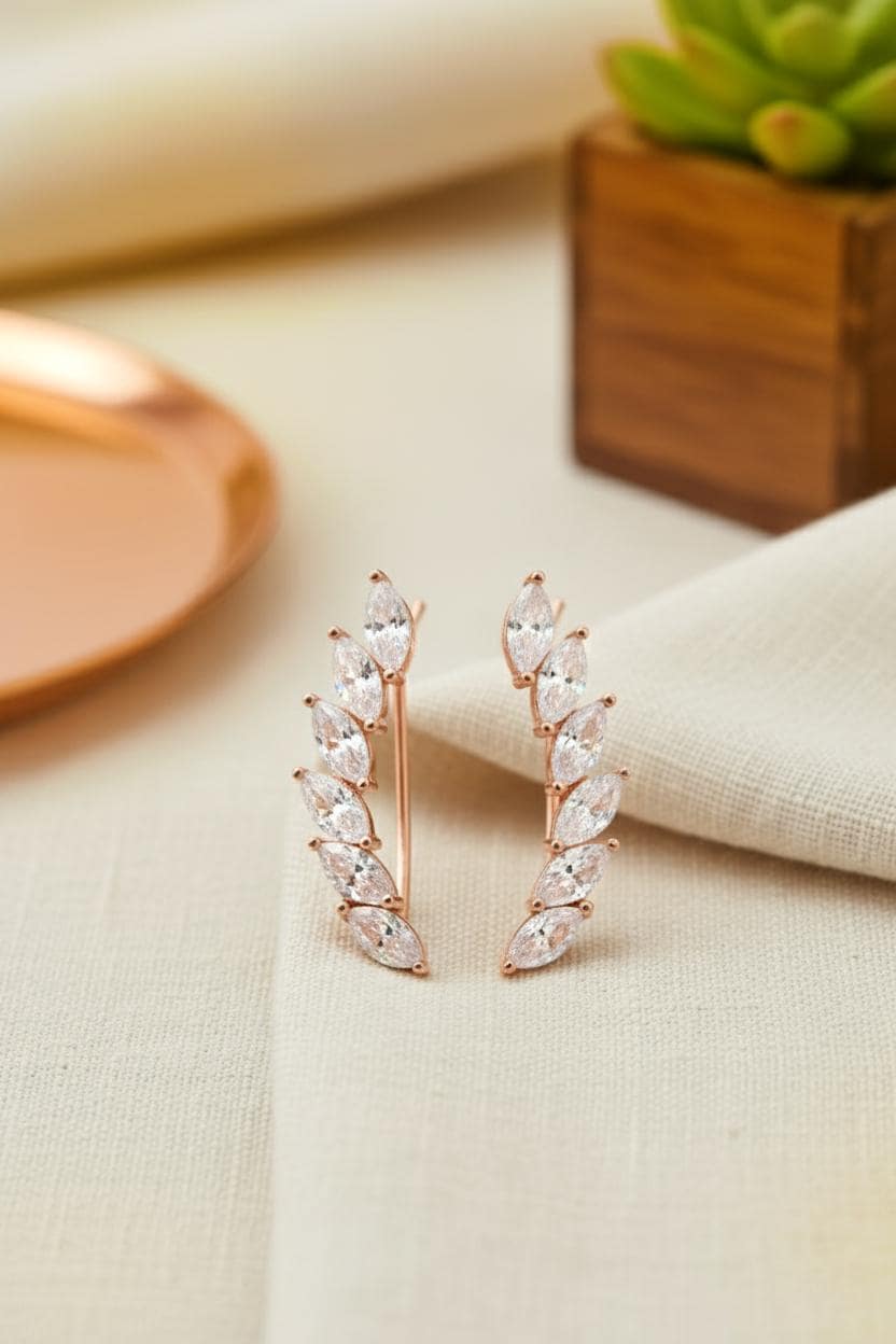Marquise Row Ear Climbers / Ear Crawler Earring / Bridesmaid Ear Crawler / Minimalist Earring / Bridal Earrings