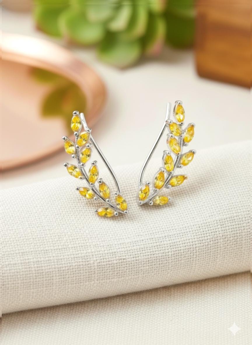 Yellow Sapphire Earring Climber / Ear Crawlers Earrings / Marquise Ear Climber Earrings / Bridesmaid Gift / Gift for Her / In Stock