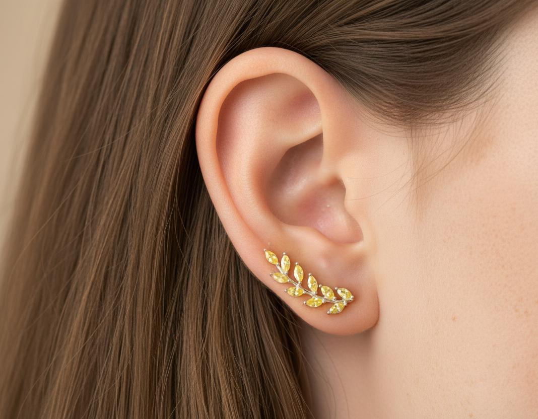 Yellow Sapphire Earring Climber / Ear Crawlers Earrings / Marquise Ear Climber Earrings / Bridesmaid Gift / Gift for Her / In Stock