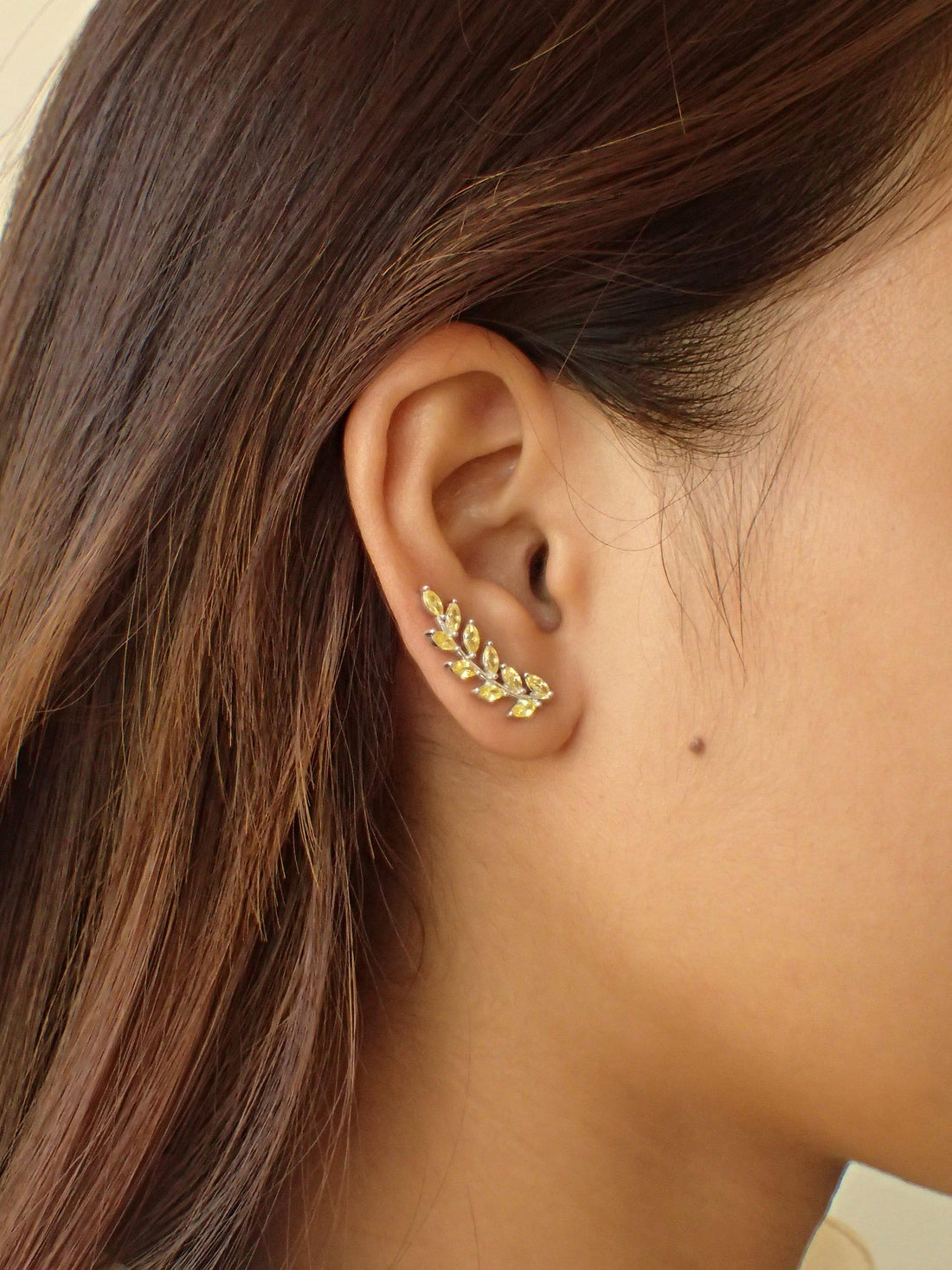 Yellow Sapphire Earring Climber / Ear Crawlers Earrings / Marquise Ear Climber Earrings / Bridesmaid Gift / Gift for Her / In Stock
