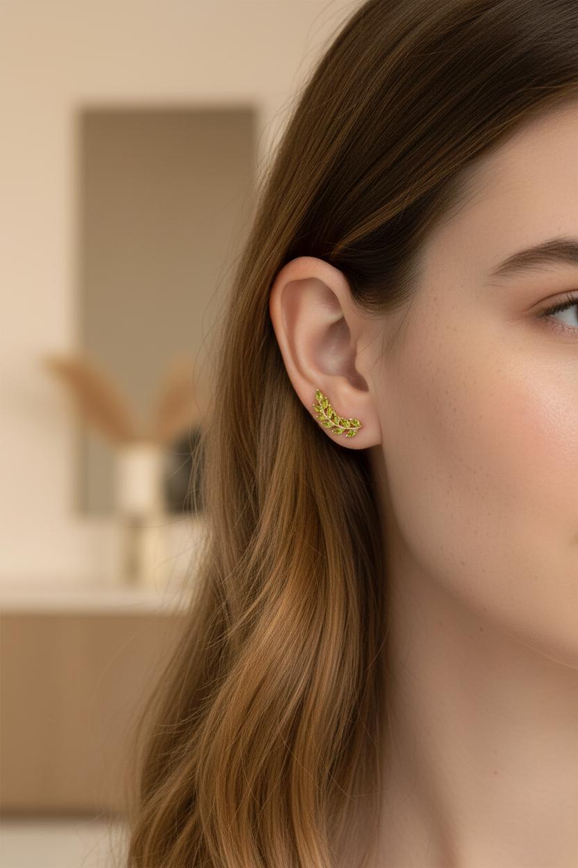 Peridot Earring Climber / Marquise Ear Crawlers Earrings / Ear Climber Earrings / Bridesmaid Gift / August Birthstones
