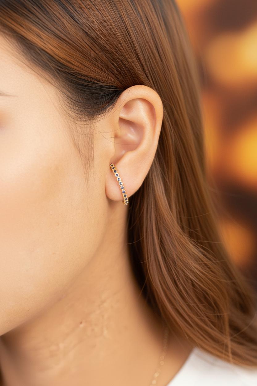 Bezel Set Amethyst Earrings, Curve Stud Earrings, February Birthstone Gift, Dainty Suspender Earrings, Purple Stone Earrings Gift for Her