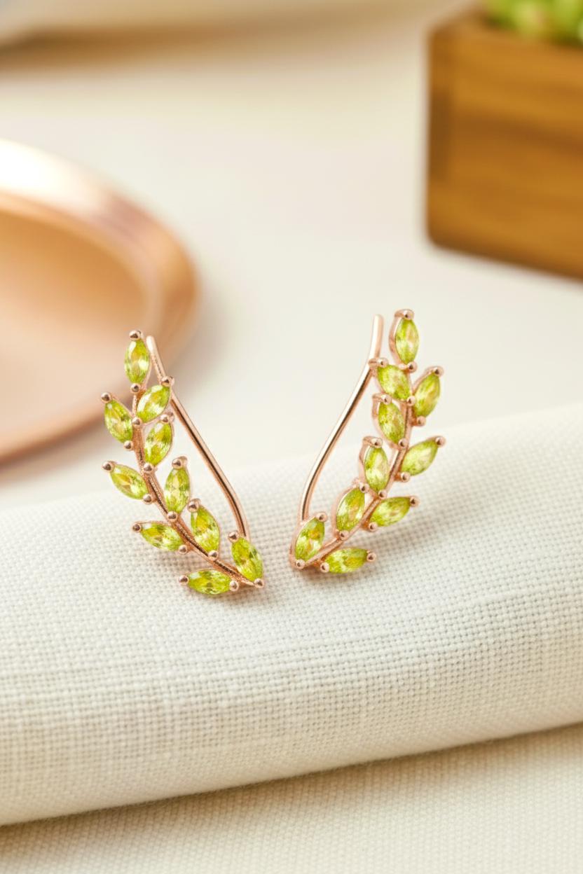 Peridot Earring Climber / Marquise Ear Crawlers Earrings / Ear Climber Earrings / Bridesmaid Gift / August Birthstones