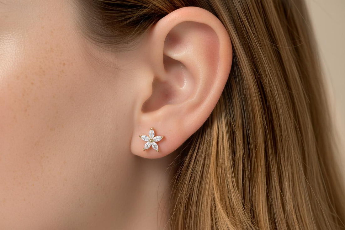 Marquise Stud Earrings / Marquise Cut Diamo2nd Earrings / Minimalist Flower Earrings / Bridesmaid Gifts / Holiday Gift for Her