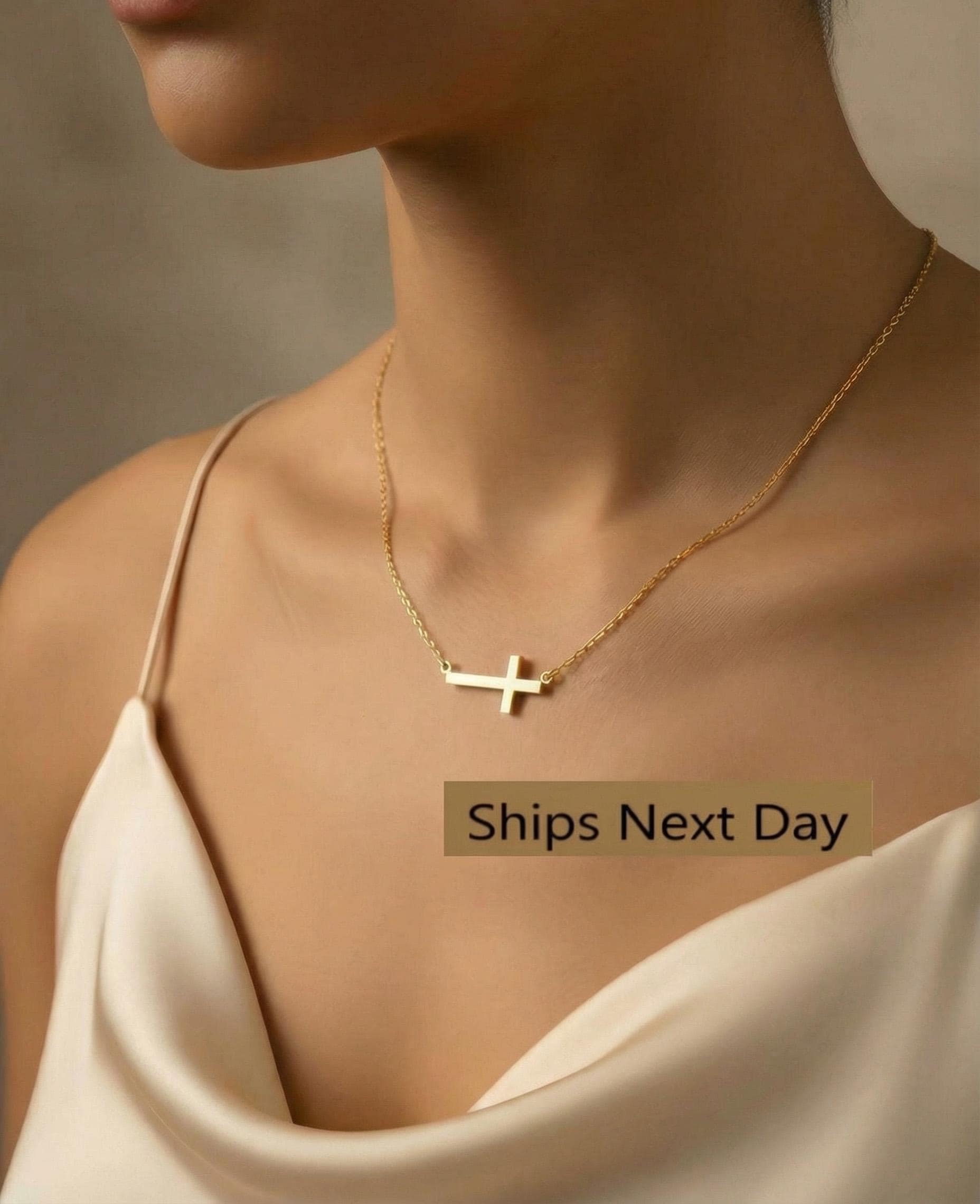 Minimalist Cross Necklace Dainty Cross Charm Religious Necklace Gift for Her Small Gold Cross Necklace Christian Jewelry for Women