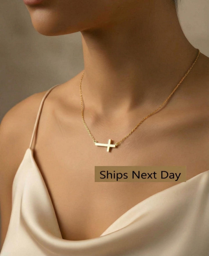 Minimalist Cross Necklace Dainty Cross Charm Religious Necklace Gift for Her Small Gold Cross Necklace Christian Jewelry for Women