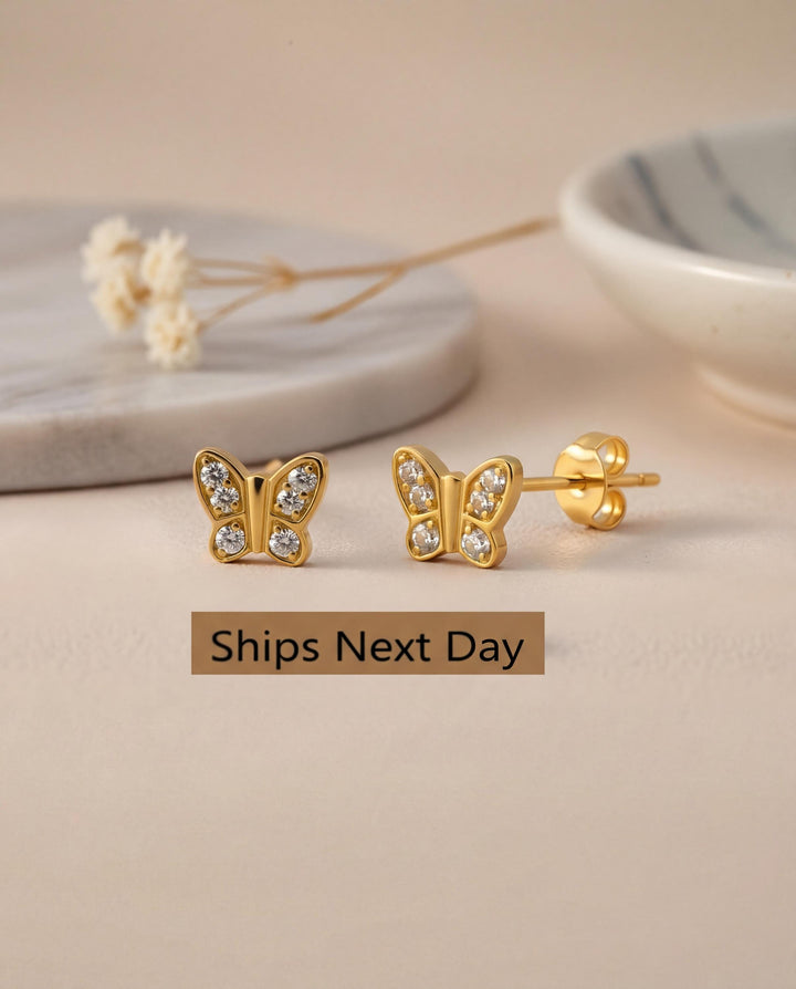 Butterfly Stud Earrings, Stackable Butterfly Earrings, Delicate Butterfly Earrings Gift for Women, Best Friend Gift, In Stock
